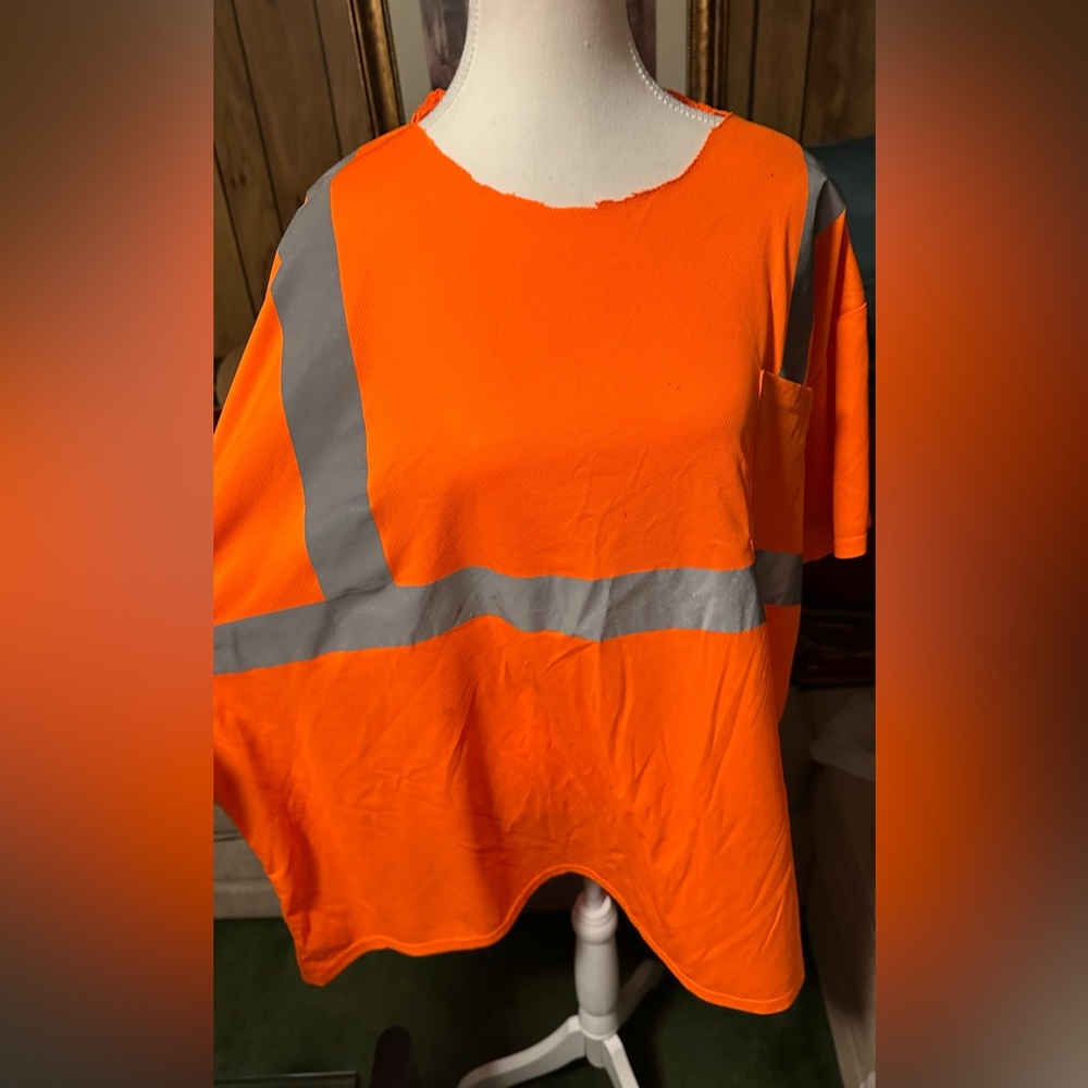 High-Visibility Orange DOT Safety Pocket T-Shirt, no collar